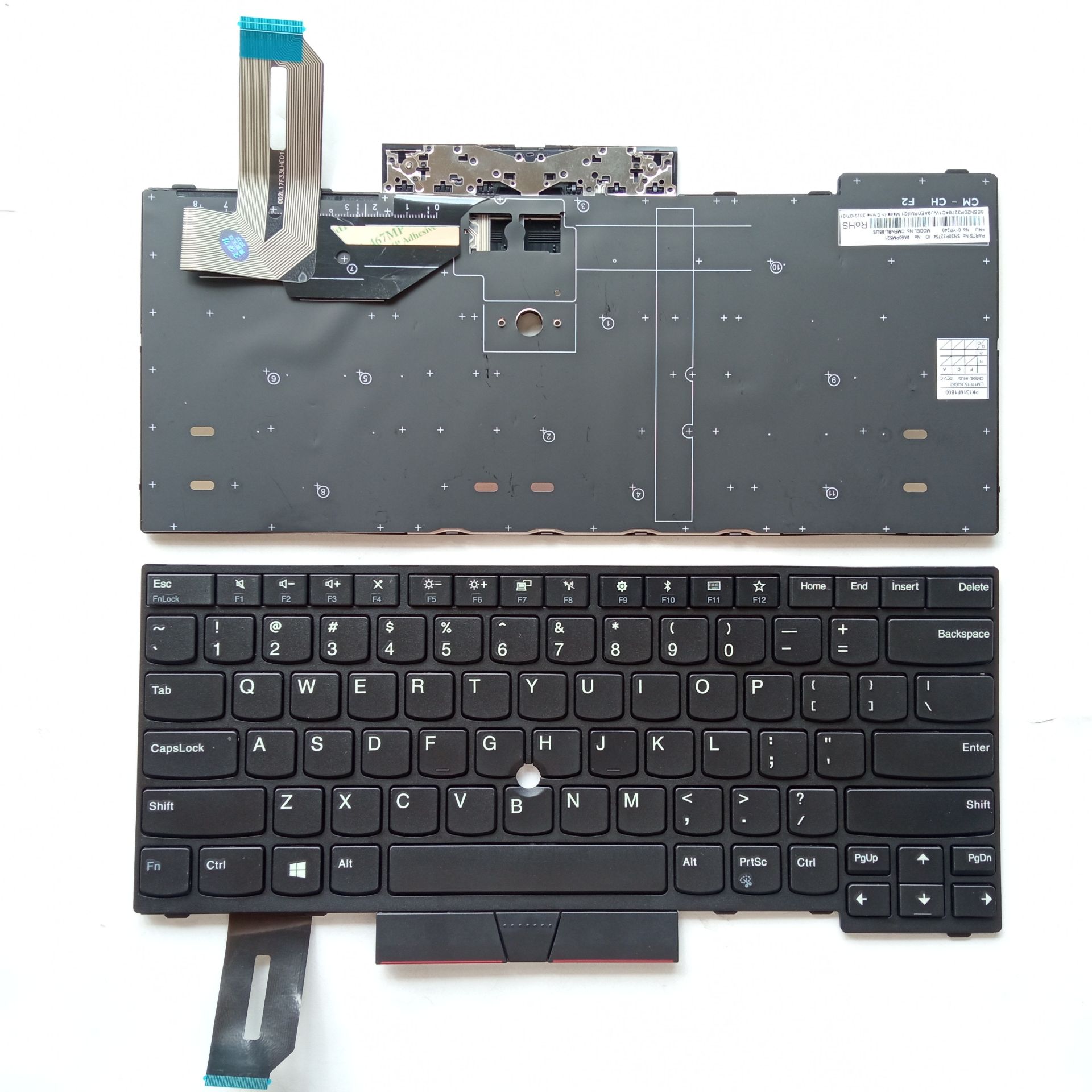 Picture of New Replacement Laptop Keyboard For IBM E480/T490/E490/T480S/L480/L380/R480/L390/E495 BLACK FRAME BLACK With hole (OEM) US Layout